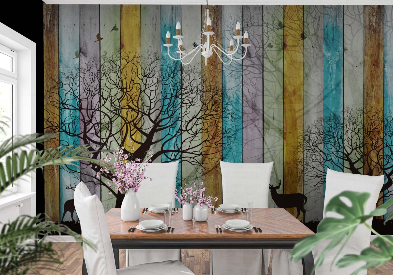 Fototapeta obrysy stromov a losov