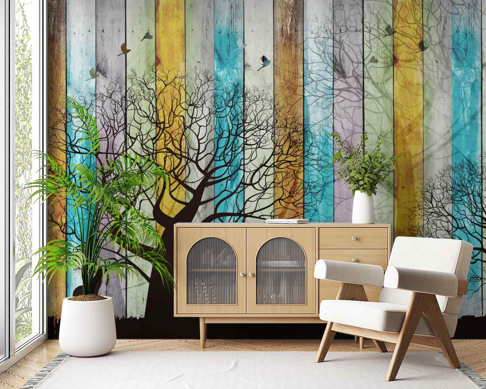 Fototapeta obrysy stromov a losov