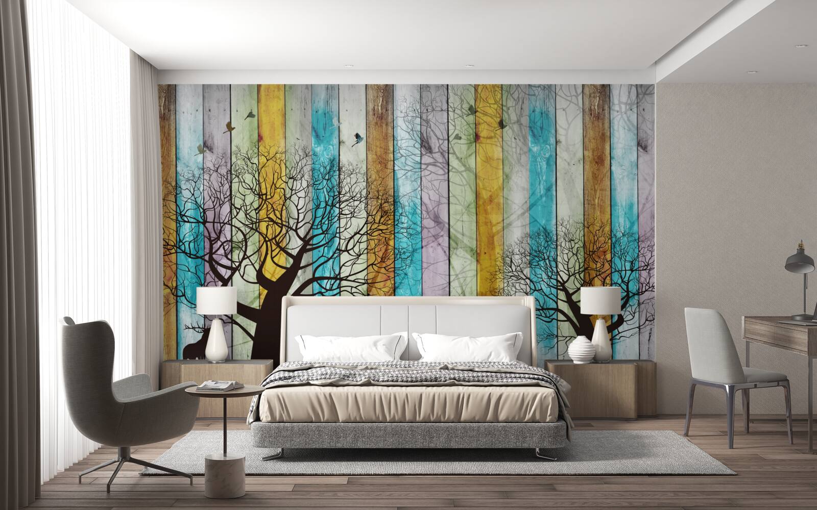 Fototapeta obrysy stromov a losov