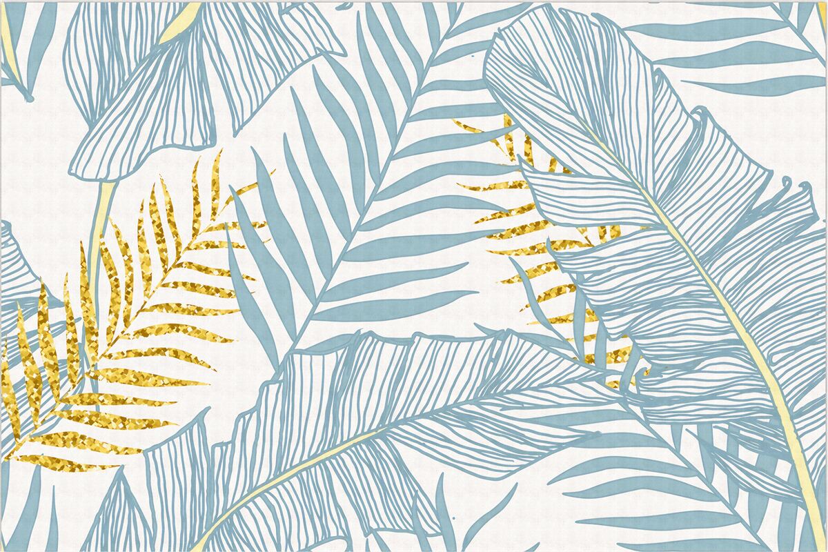 Fototapeta pierka v odtieňoch modrej a zlatej