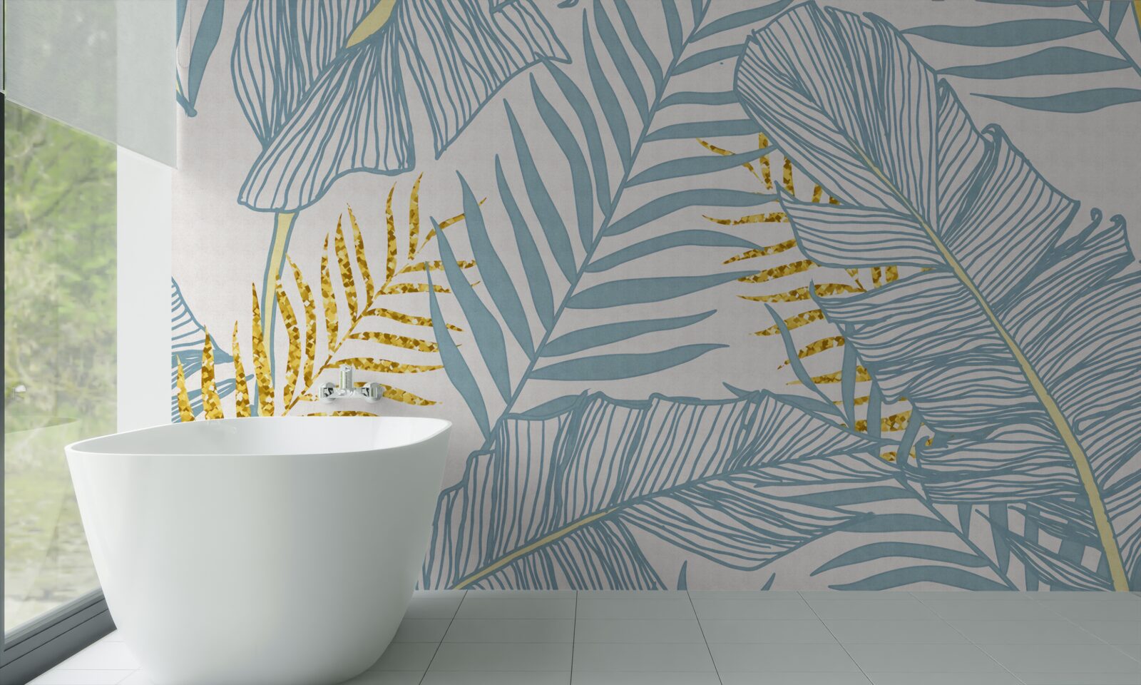 Fototapeta pierka v odtieňoch modrej a zlatej