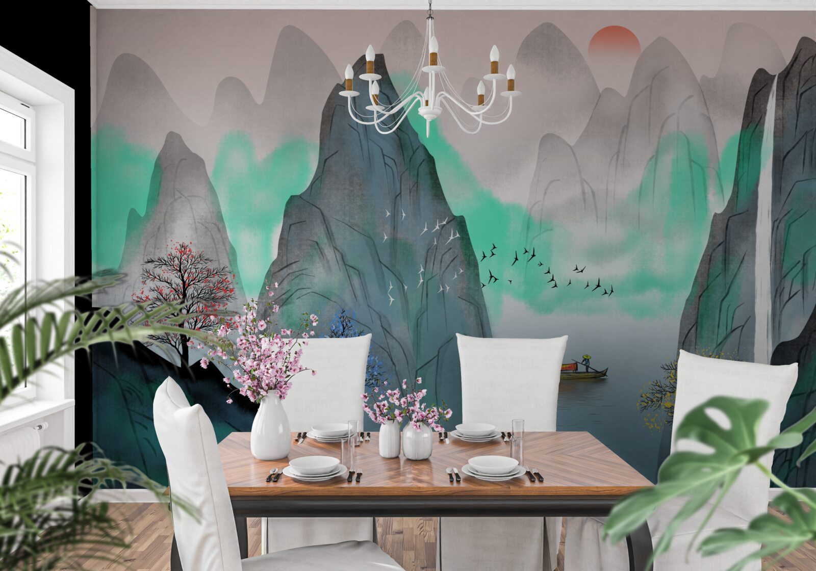 Fototapeta západ slnka v abstraktných horách