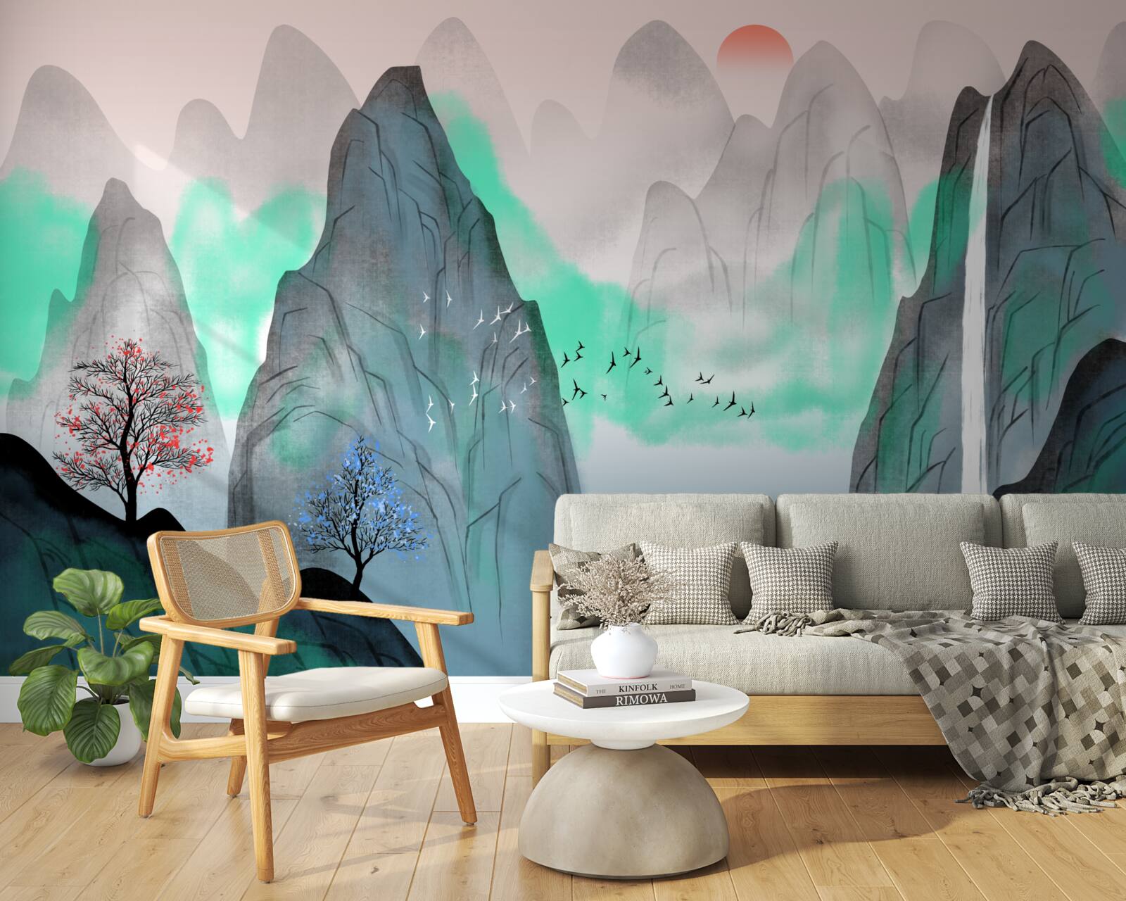 Fototapeta západ slnka v abstraktných horách