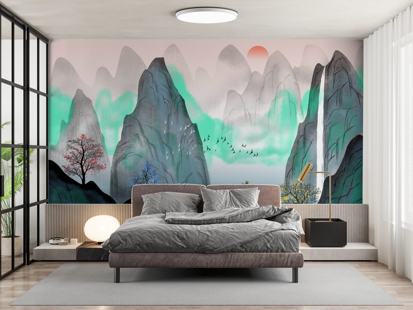 Fototapeta západ slnka v abstraktných horách