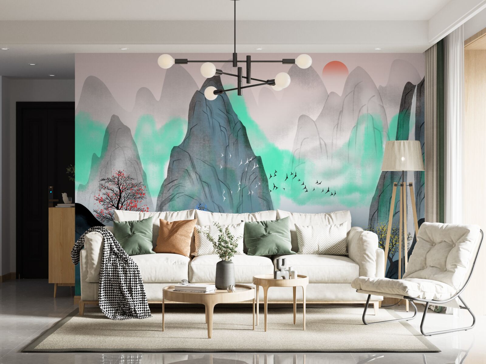 Fototapeta západ slnka v abstraktných horách