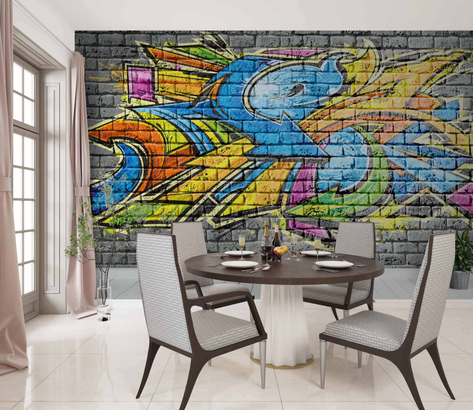 Fototapeta viacfarebný graffiti obrázok na stene