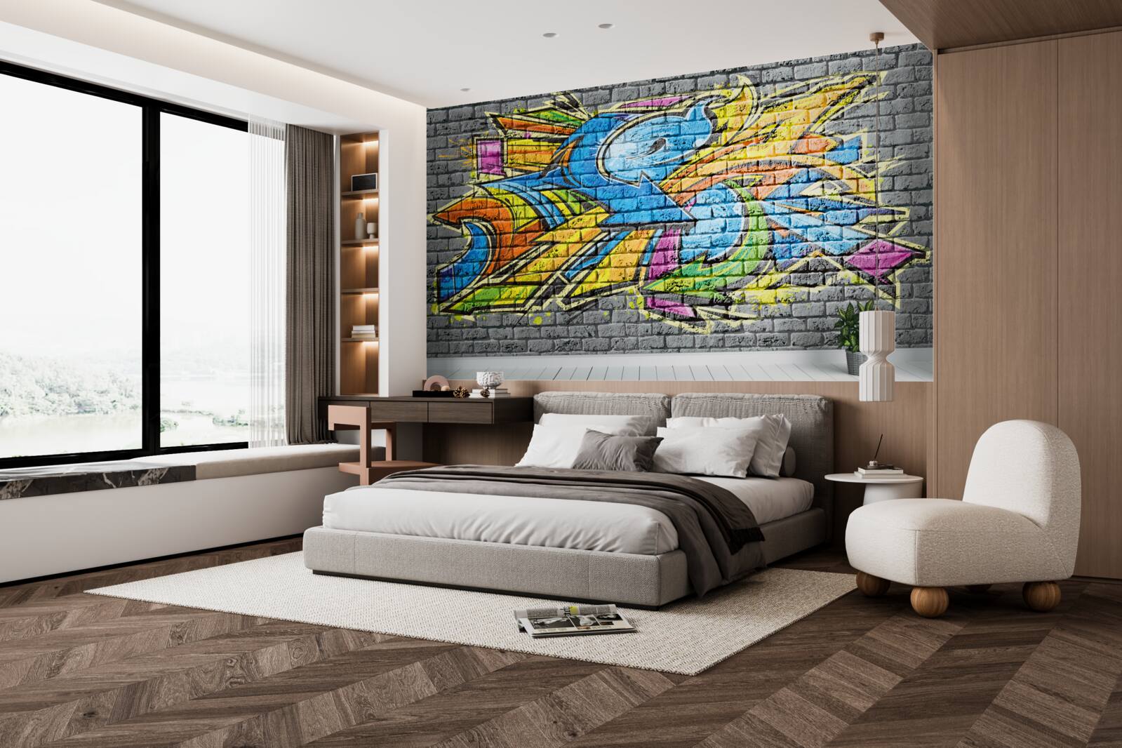 Fototapeta viacfarebný graffiti obrázok na stene