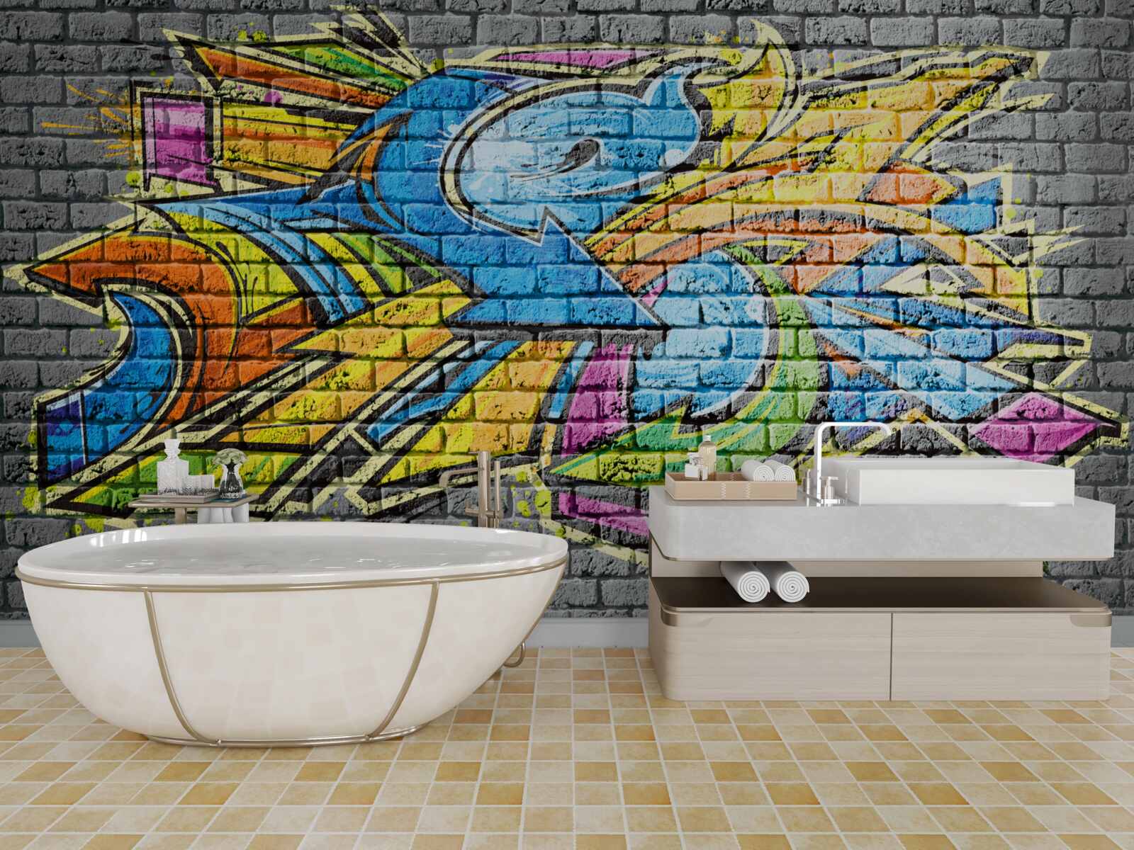 Fototapeta viacfarebný graffiti obrázok na stene