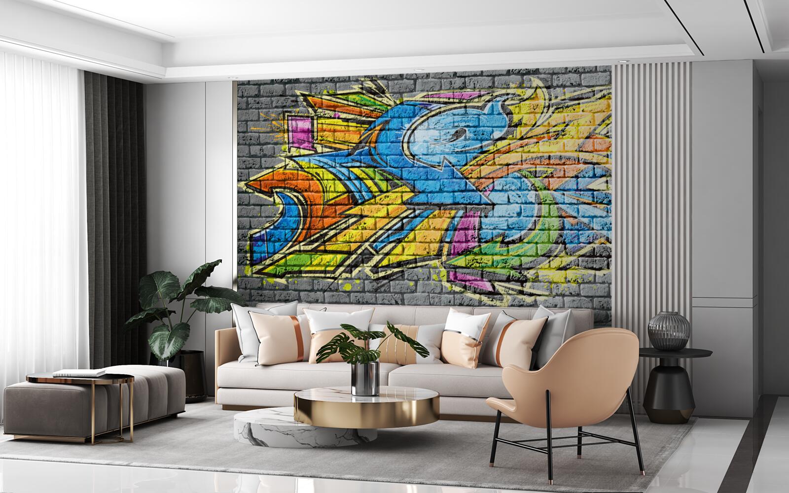 Fototapeta viacfarebný graffiti obrázok na stene