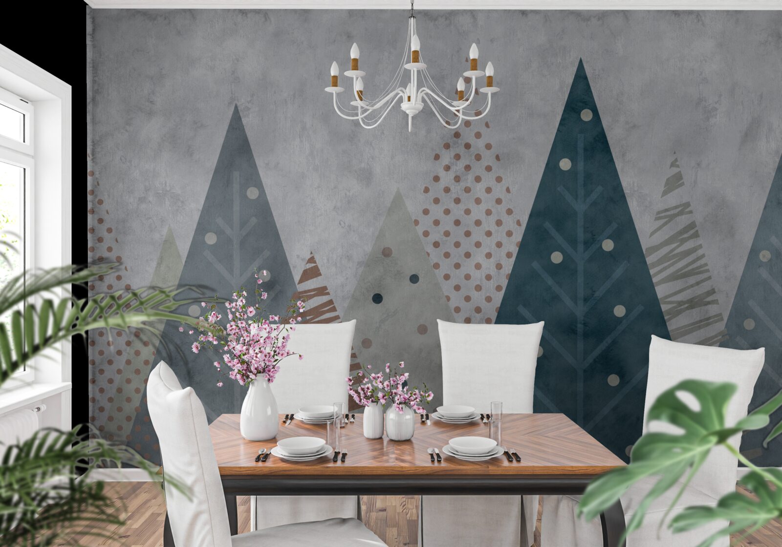 Fototapeta jesenný obraz ihličnatého lesa v abstrakcii