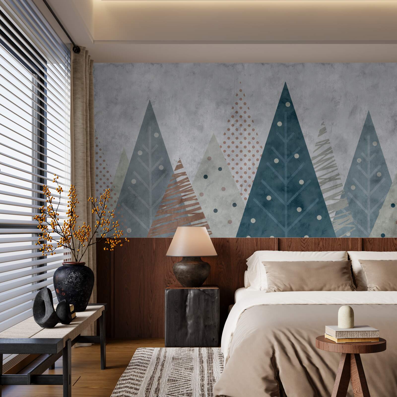 Fototapeta jesenný obraz ihličnatého lesa v abstrakcii