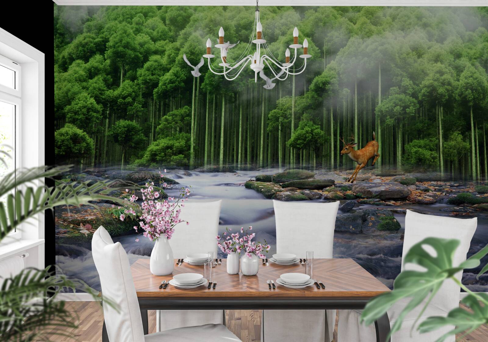 Fototapeta lesná príroda a kaskádové vodopády