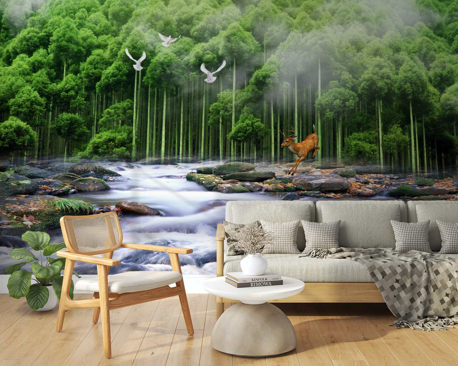 Fototapeta lesná príroda a kaskádové vodopády