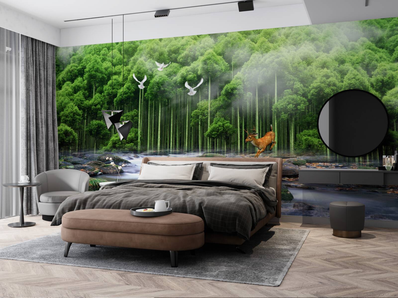 Fototapeta lesná príroda a kaskádové vodopády