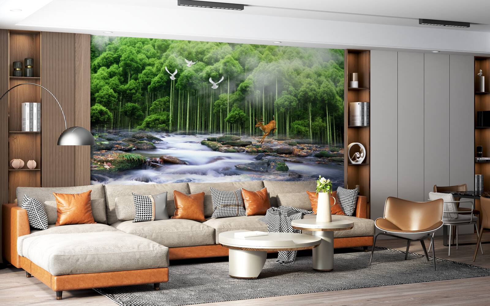 Fototapeta lesná príroda a kaskádové vodopády