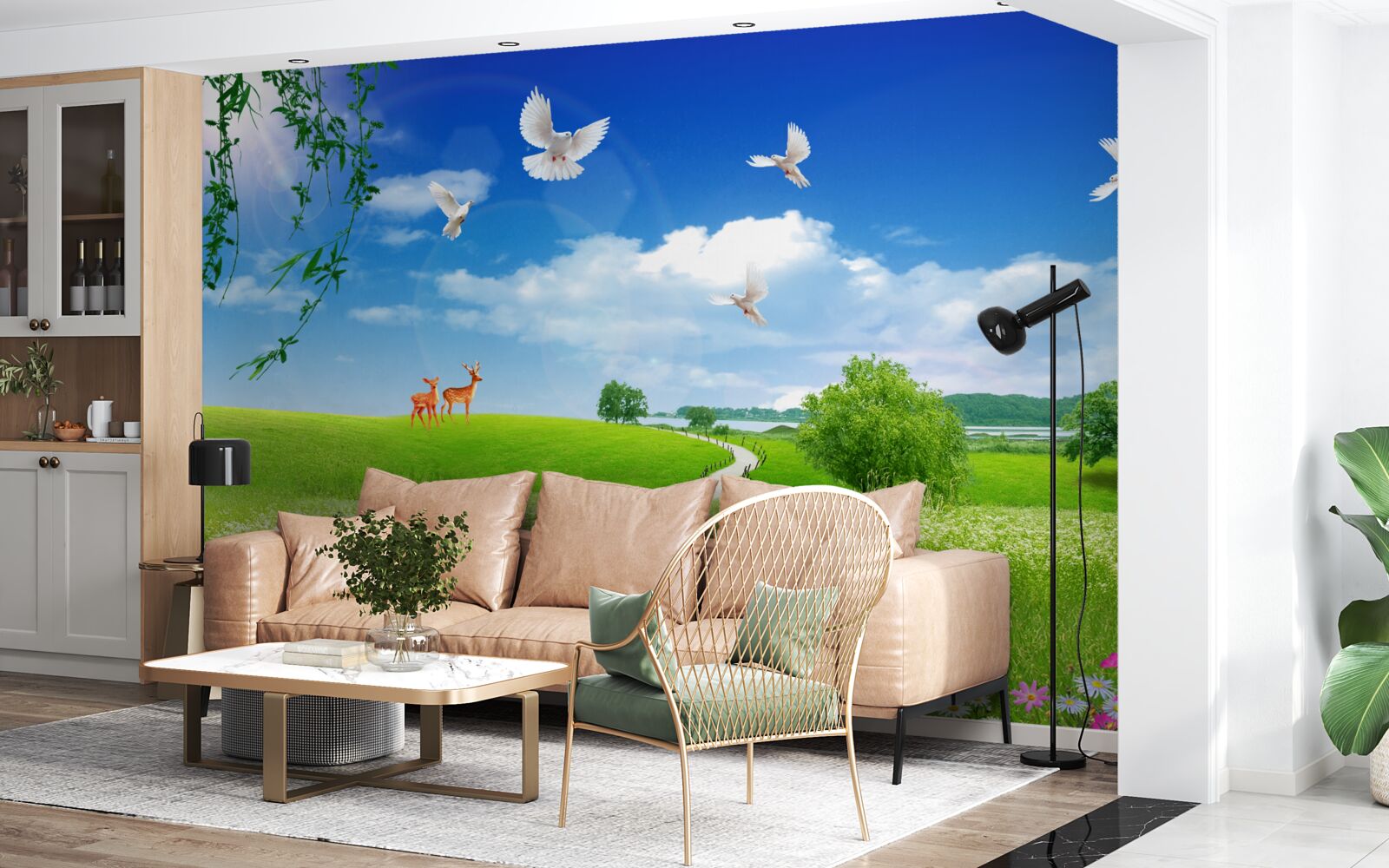 Fototapeta dva jelene v zelených oblastiach