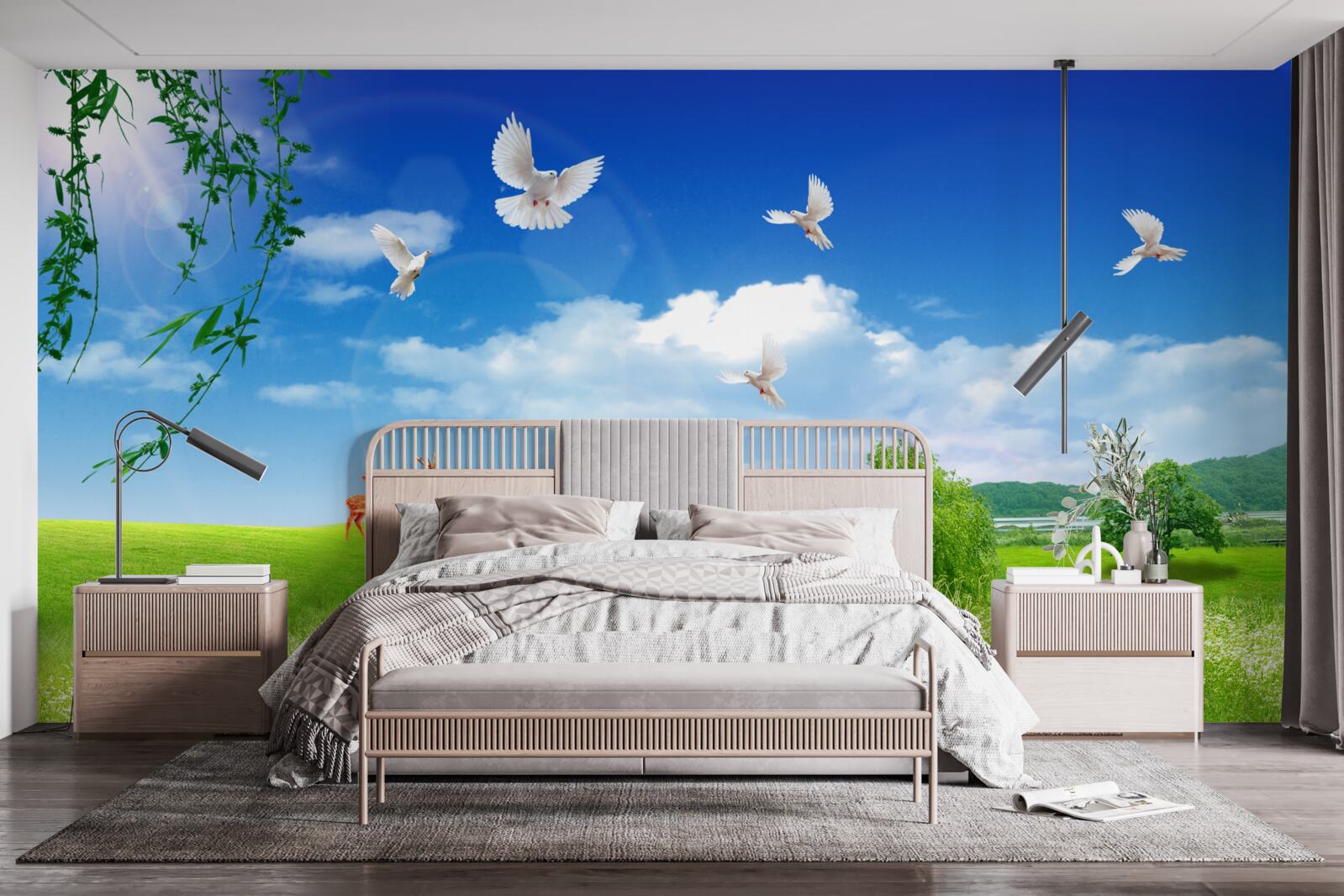 Fototapeta dva jelene v zelených oblastiach