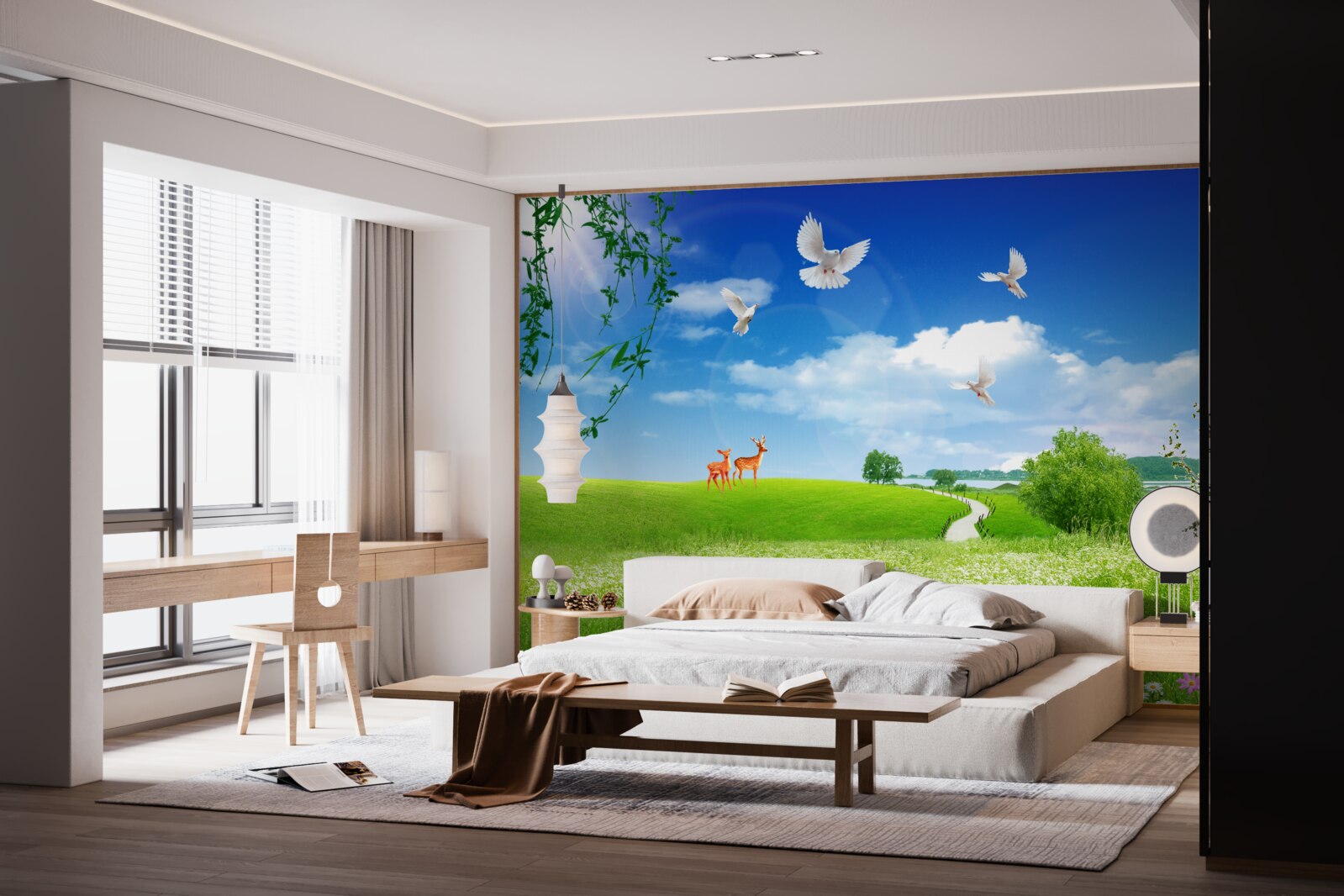 Fototapeta dva jelene v zelených oblastiach