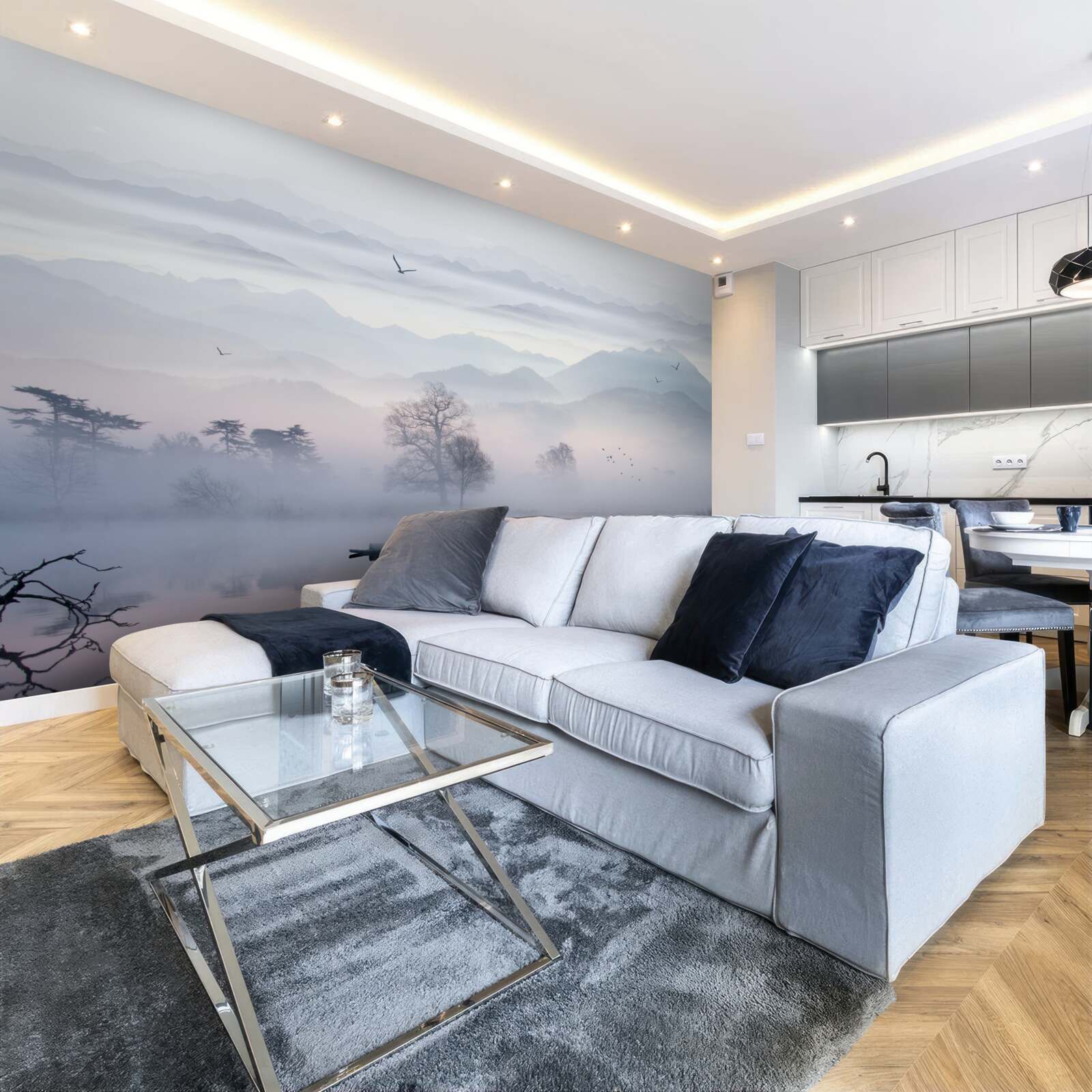 Fototapeta ranná hmla nad vodou jazera