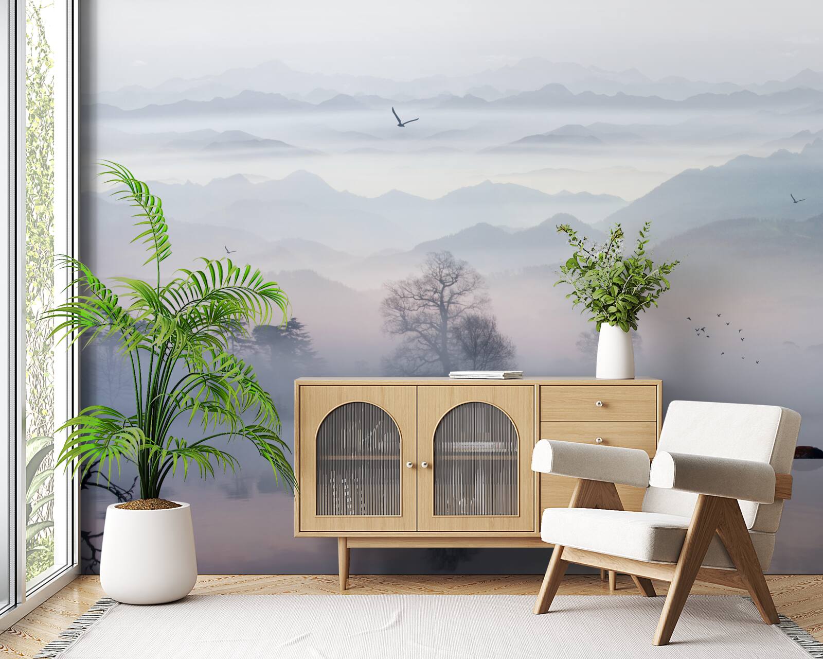 Fototapeta ranná hmla nad vodou jazera