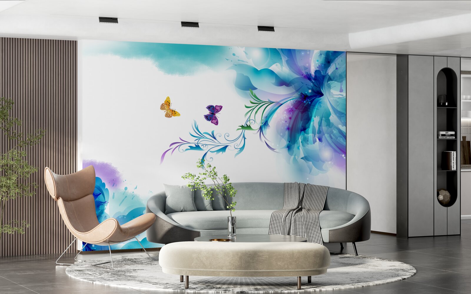 Fototapeta motýle na pozadí kvetov