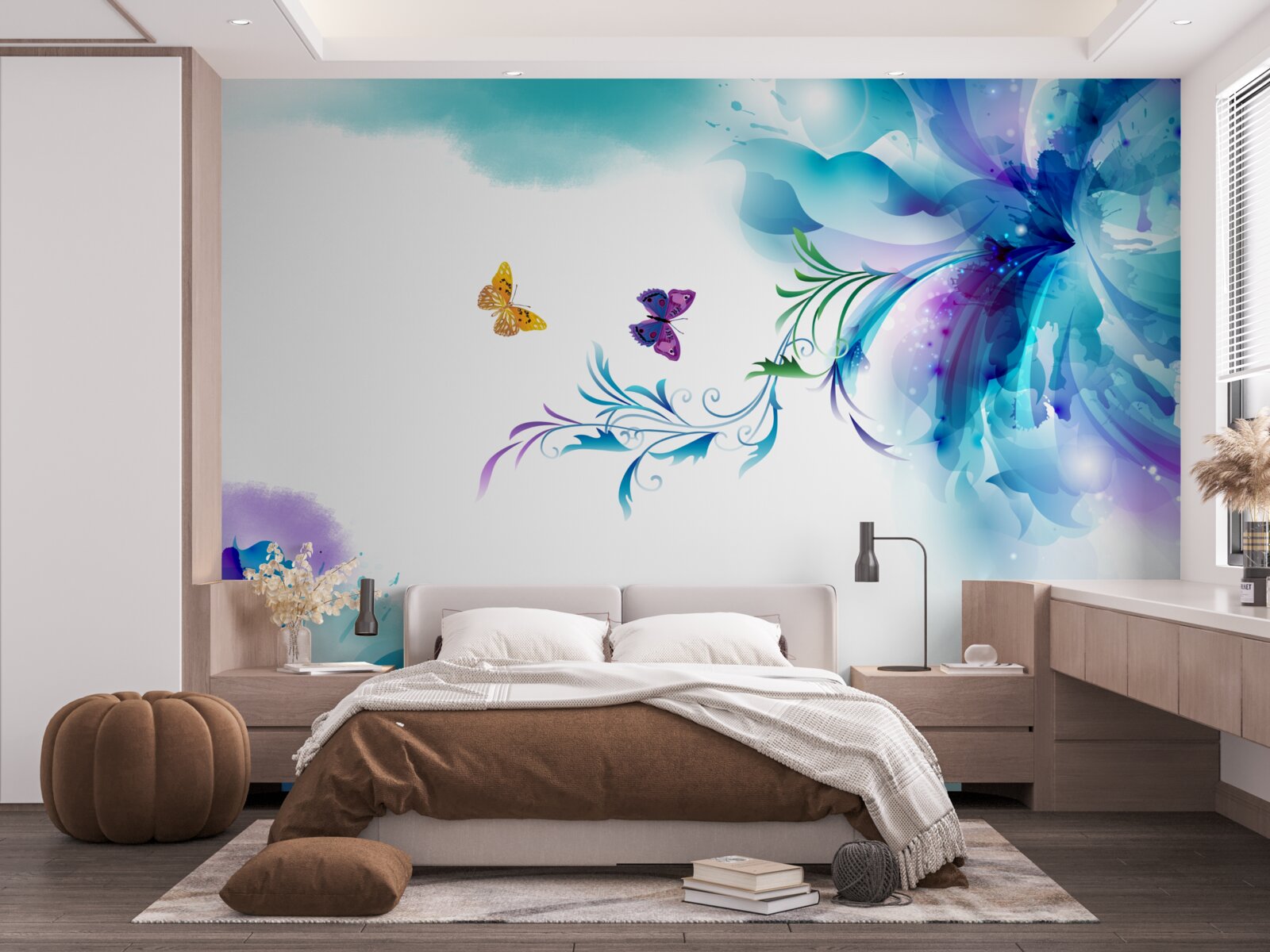 Fototapeta motýle na pozadí kvetov