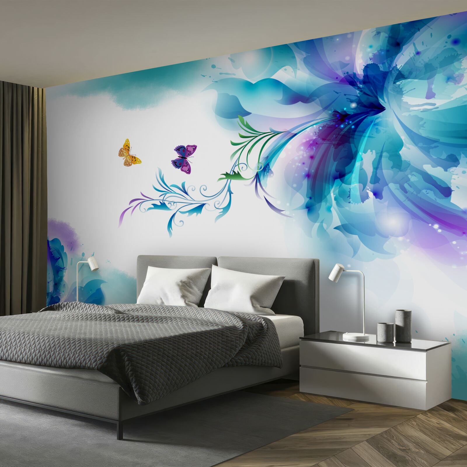 Fototapeta motýle na pozadí kvetov