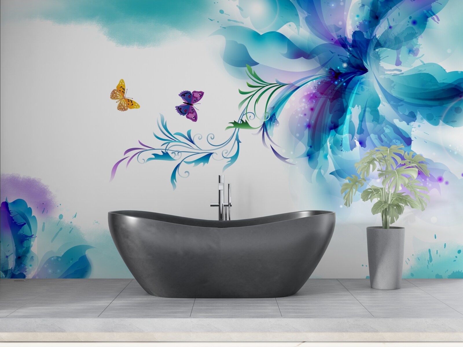 Fototapeta motýle na pozadí kvetov