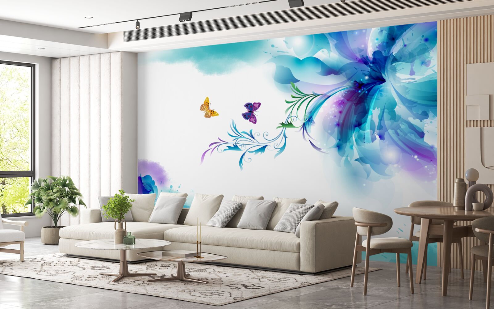 Fototapeta motýle na pozadí kvetov