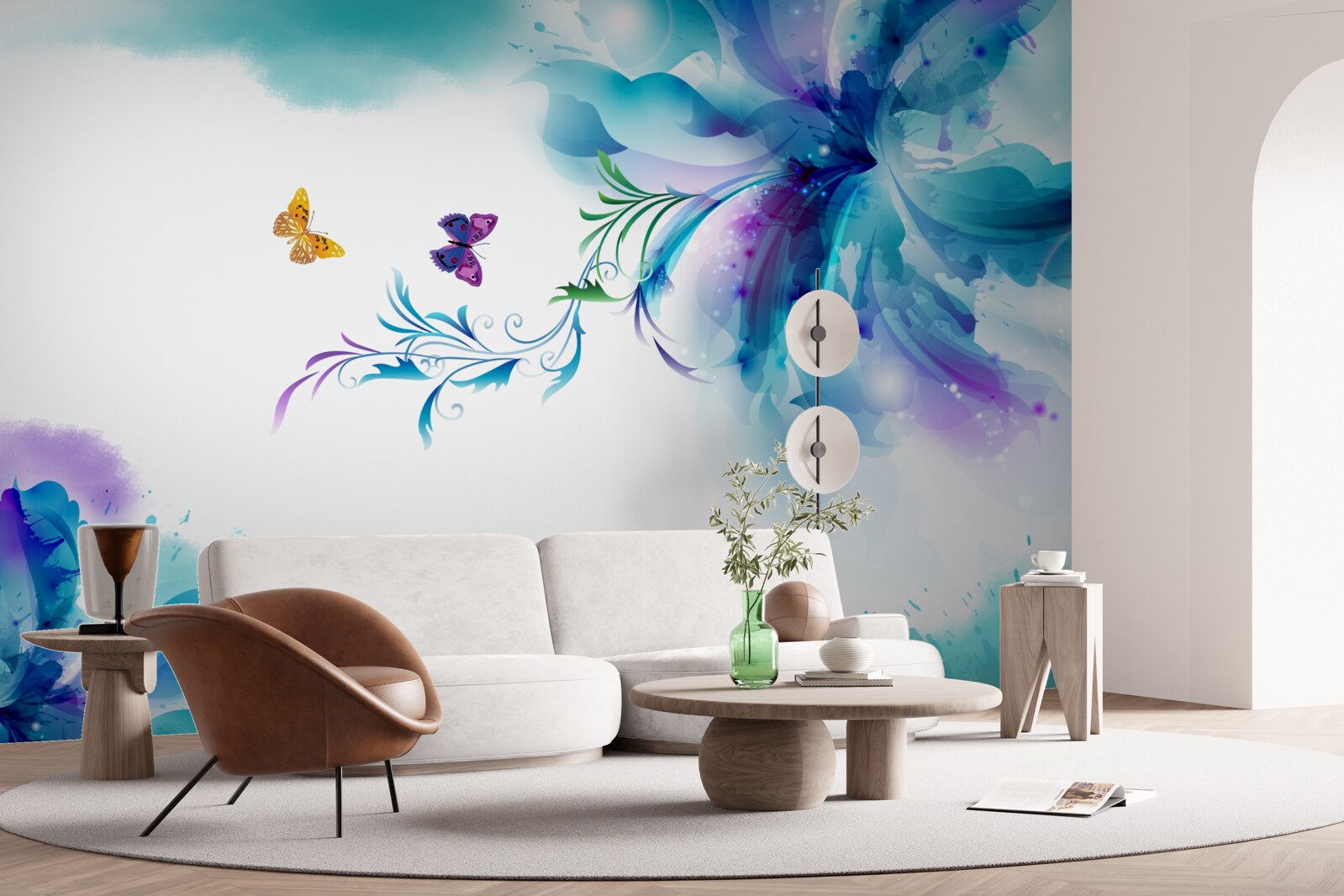 Fototapeta motýle na pozadí kvetov