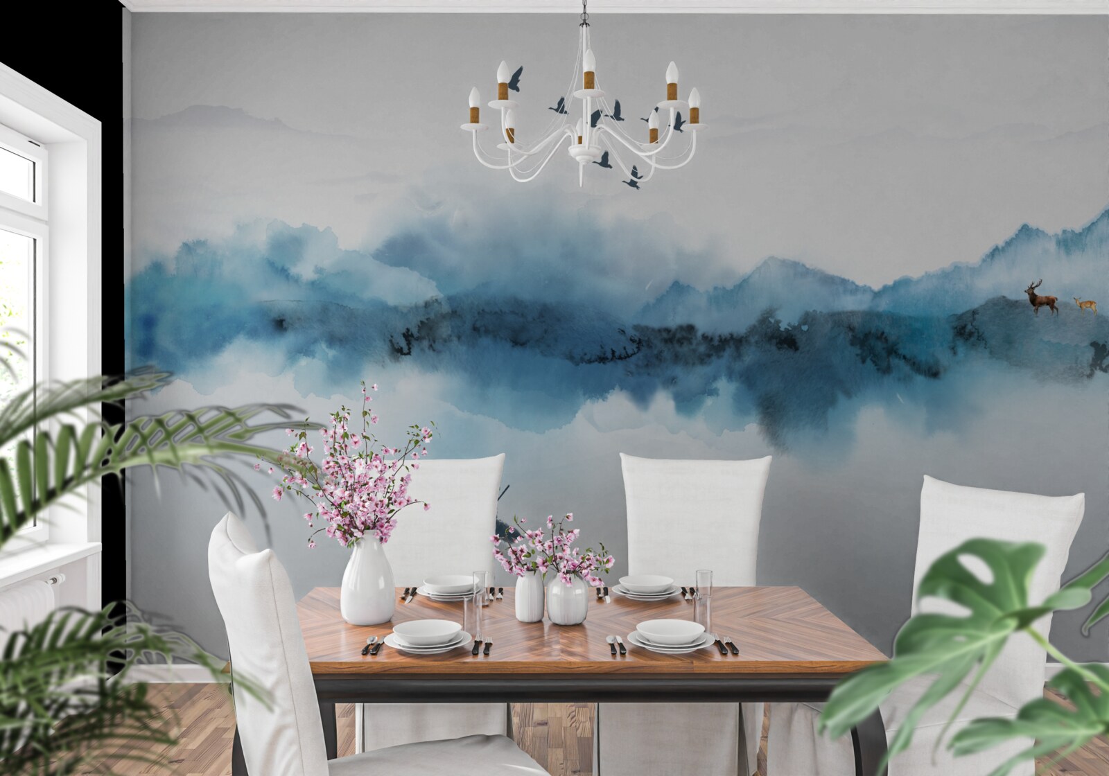 Fototapeta rybár zahalený v rannej hmle