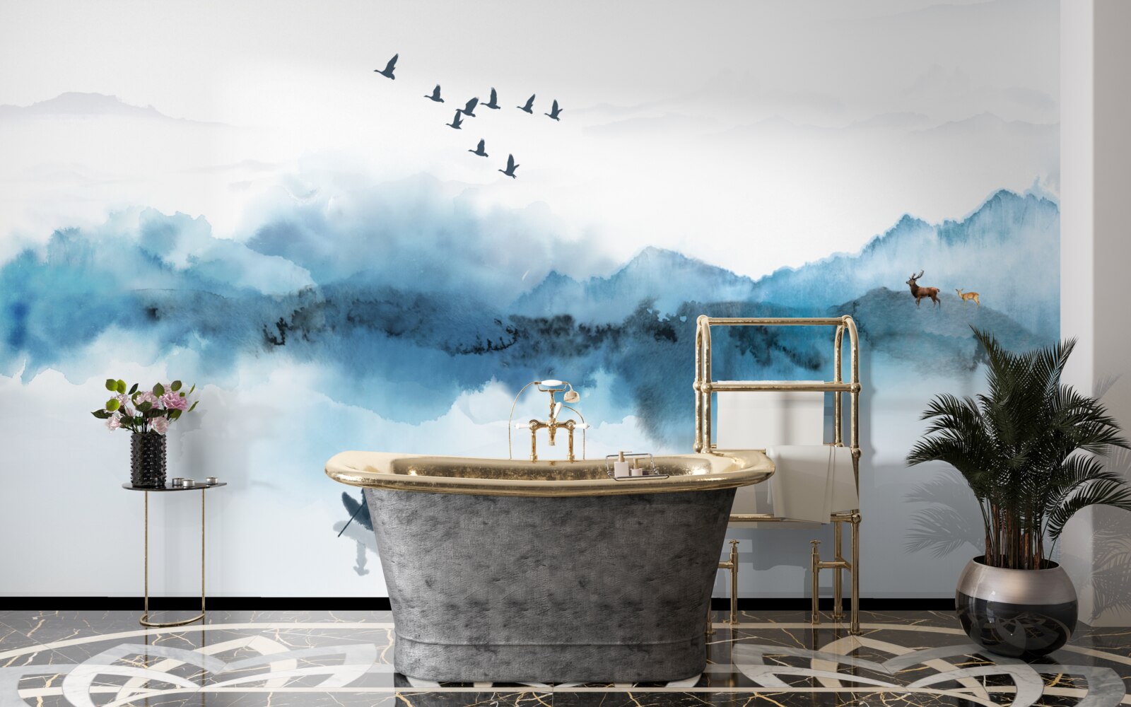 Fototapeta rybár zahalený v rannej hmle