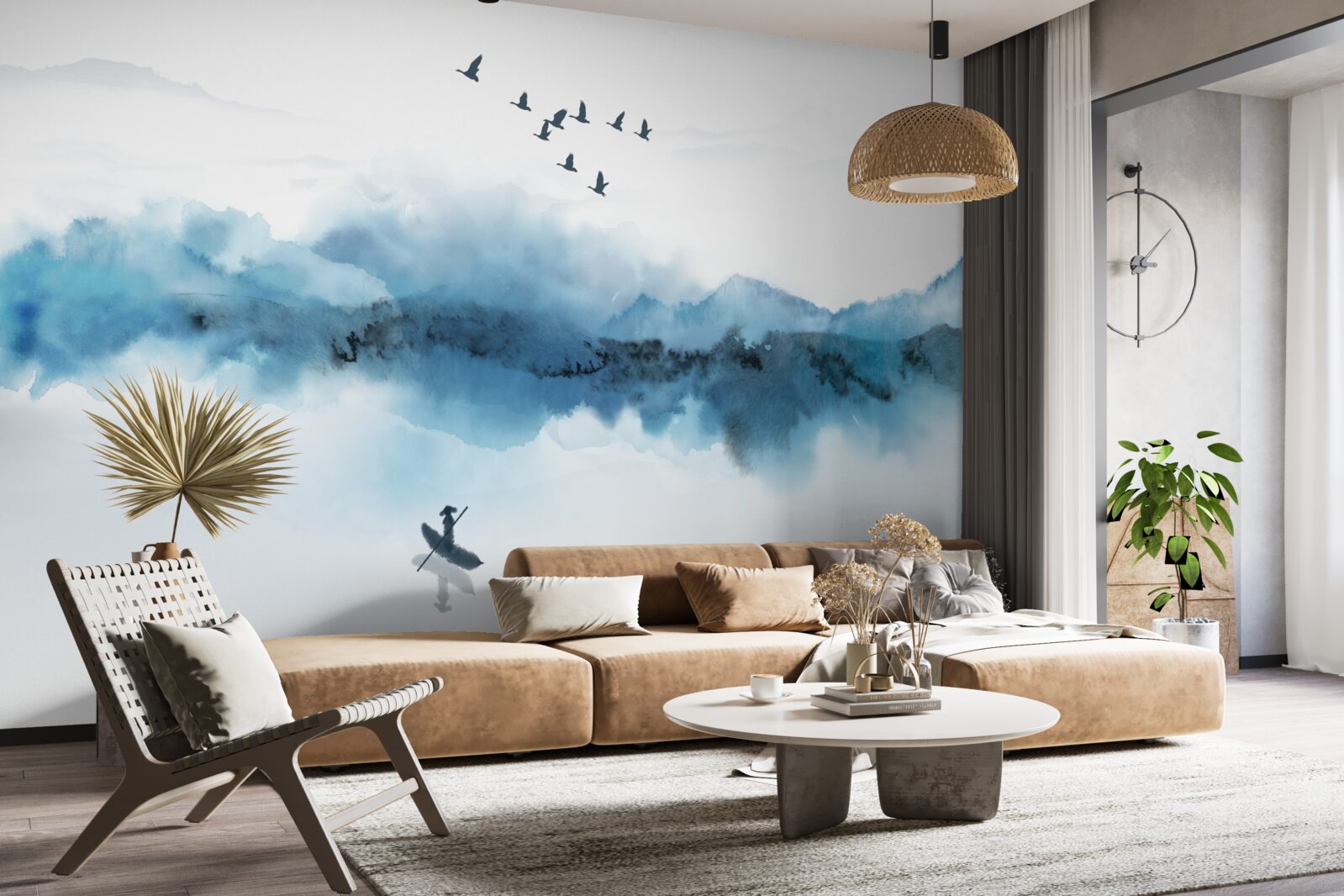 Fototapeta rybár zahalený v rannej hmle