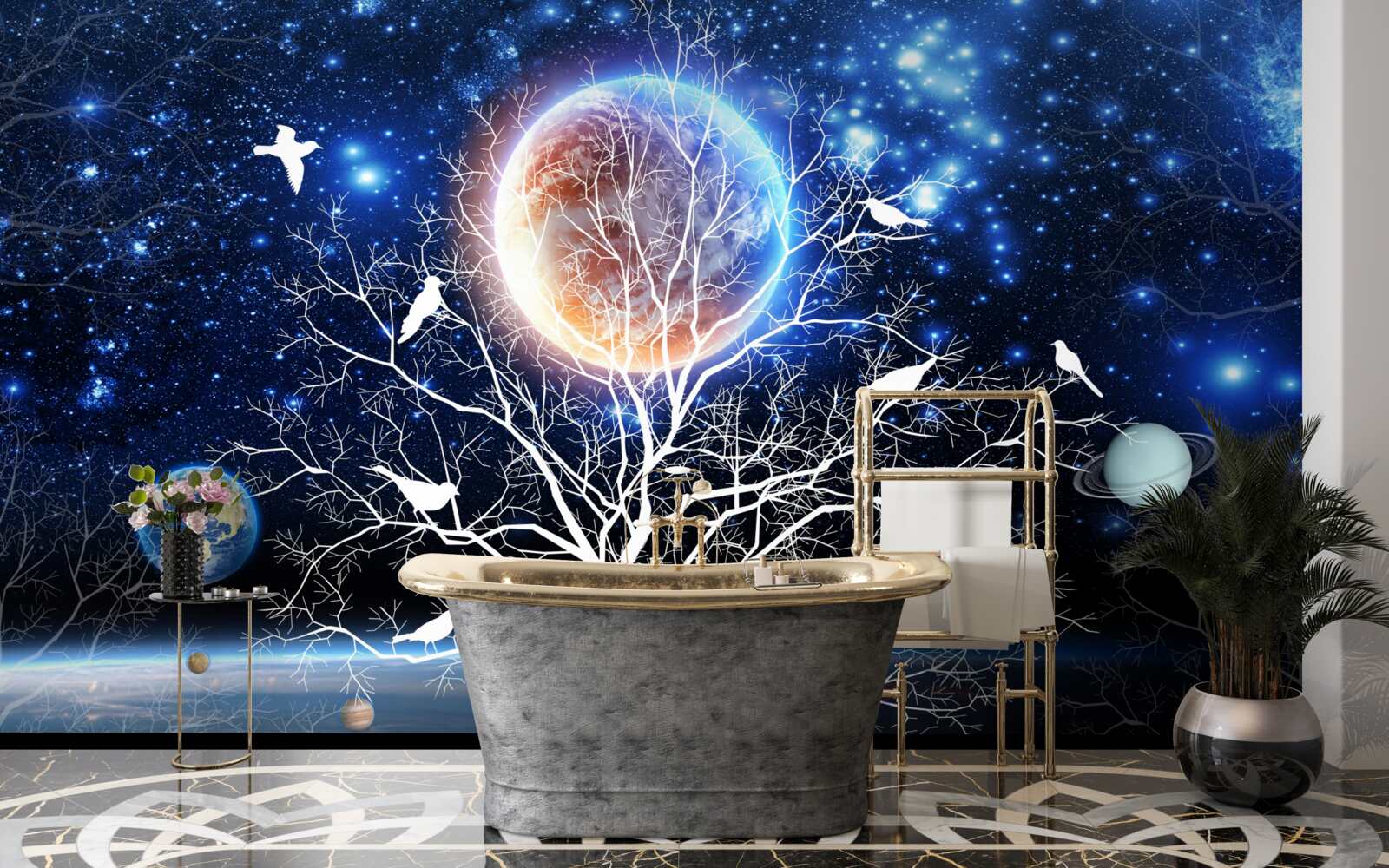 Fototapeta strom mieru na pozadí hviezdnej oblohy