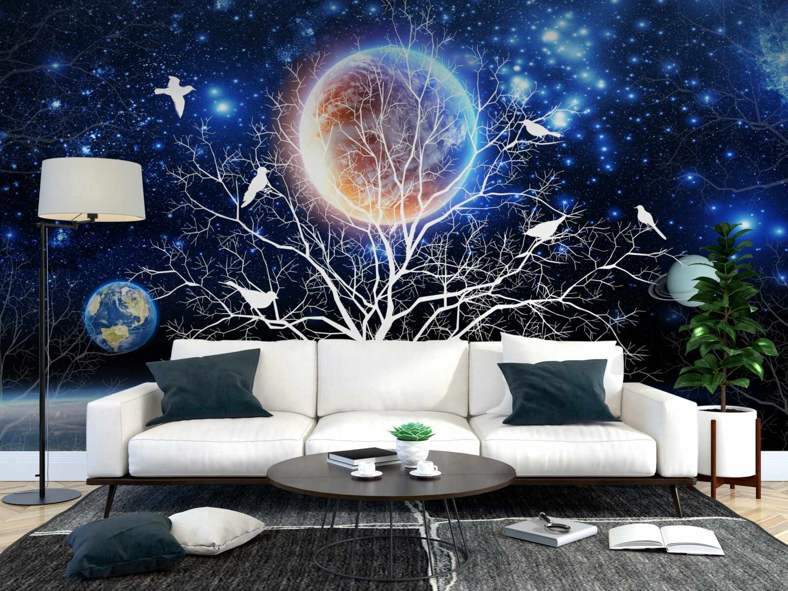 Fototapeta strom mieru na pozadí hviezdnej oblohy