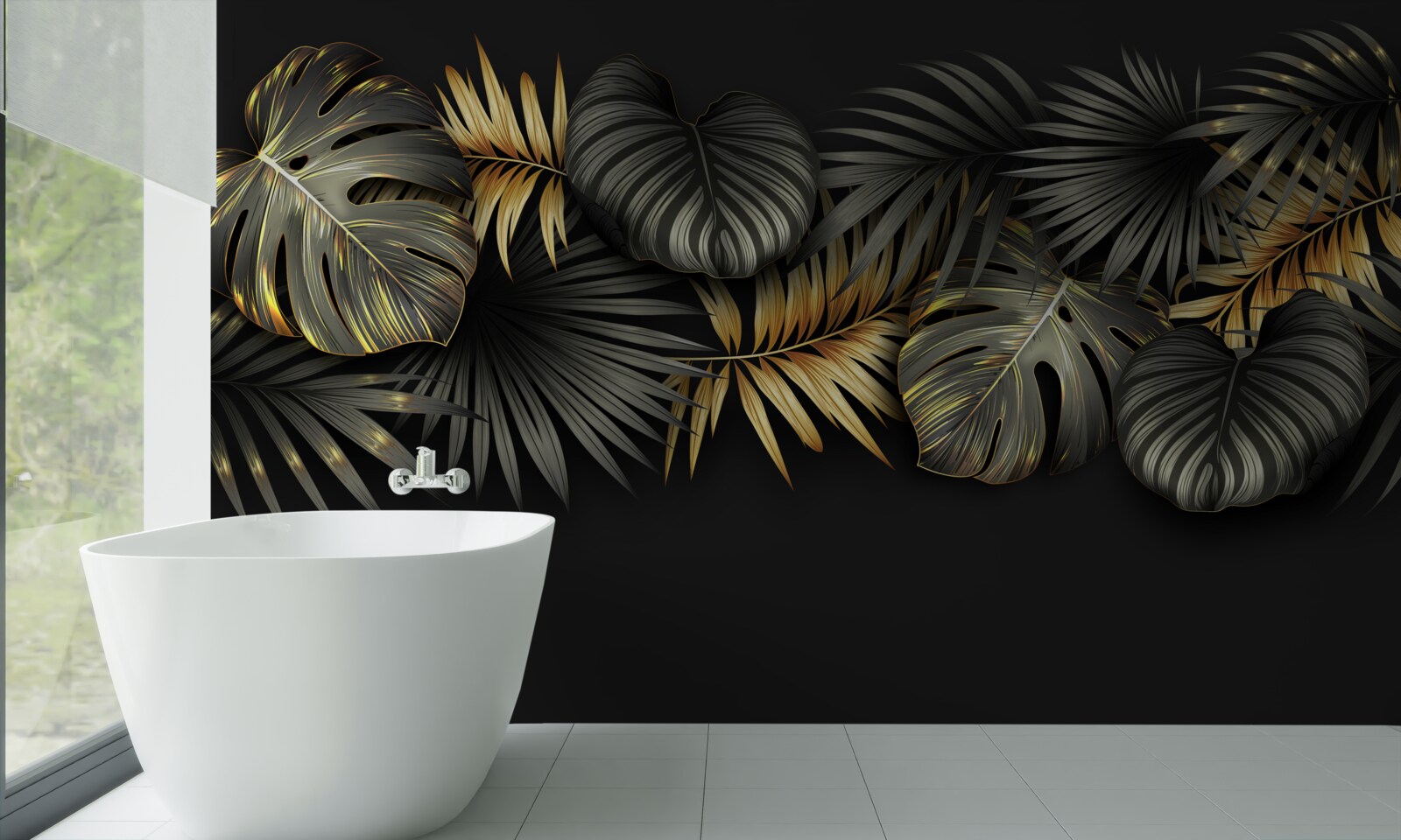 Fototapeta zlaté listy na čiernom pozadí