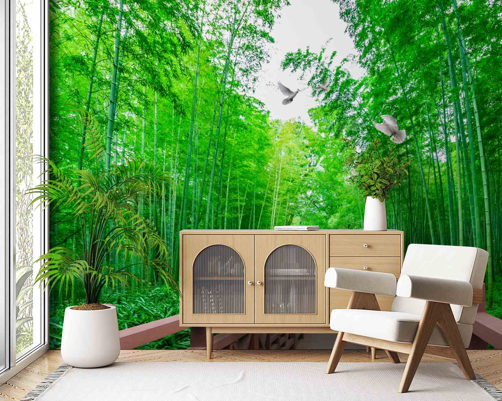 Fototapeta Cesta cez zelený bambusový les