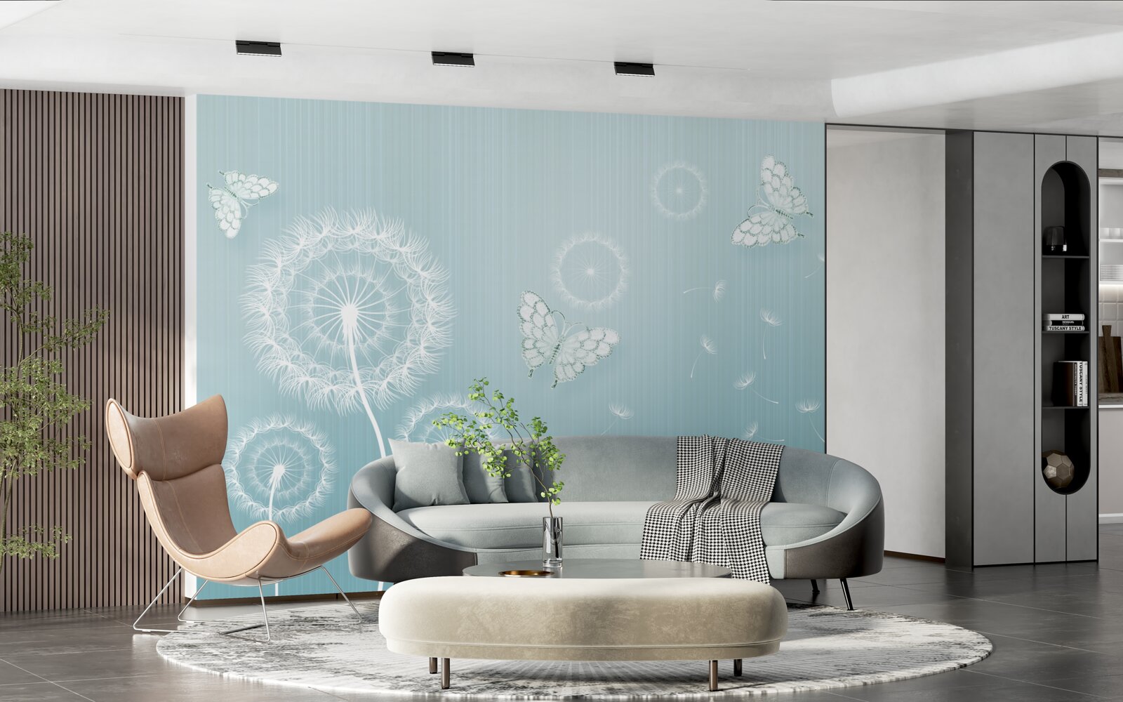 Fototapeta usporiadanie motýľov a púpav