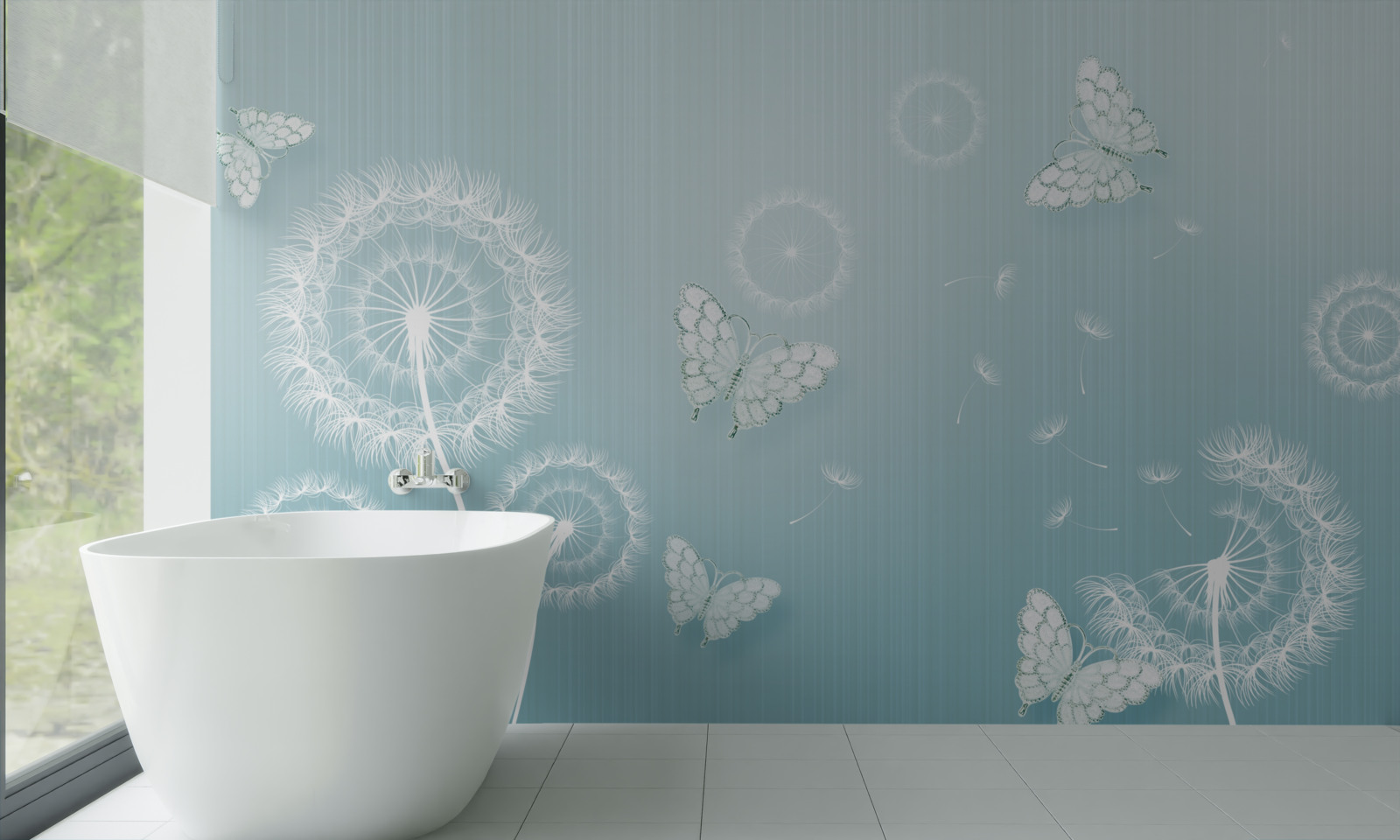 Fototapeta usporiadanie motýľov a púpav