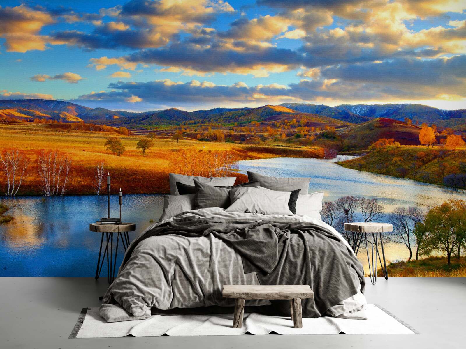 Fototapeta krajina s jazerom na jeseň