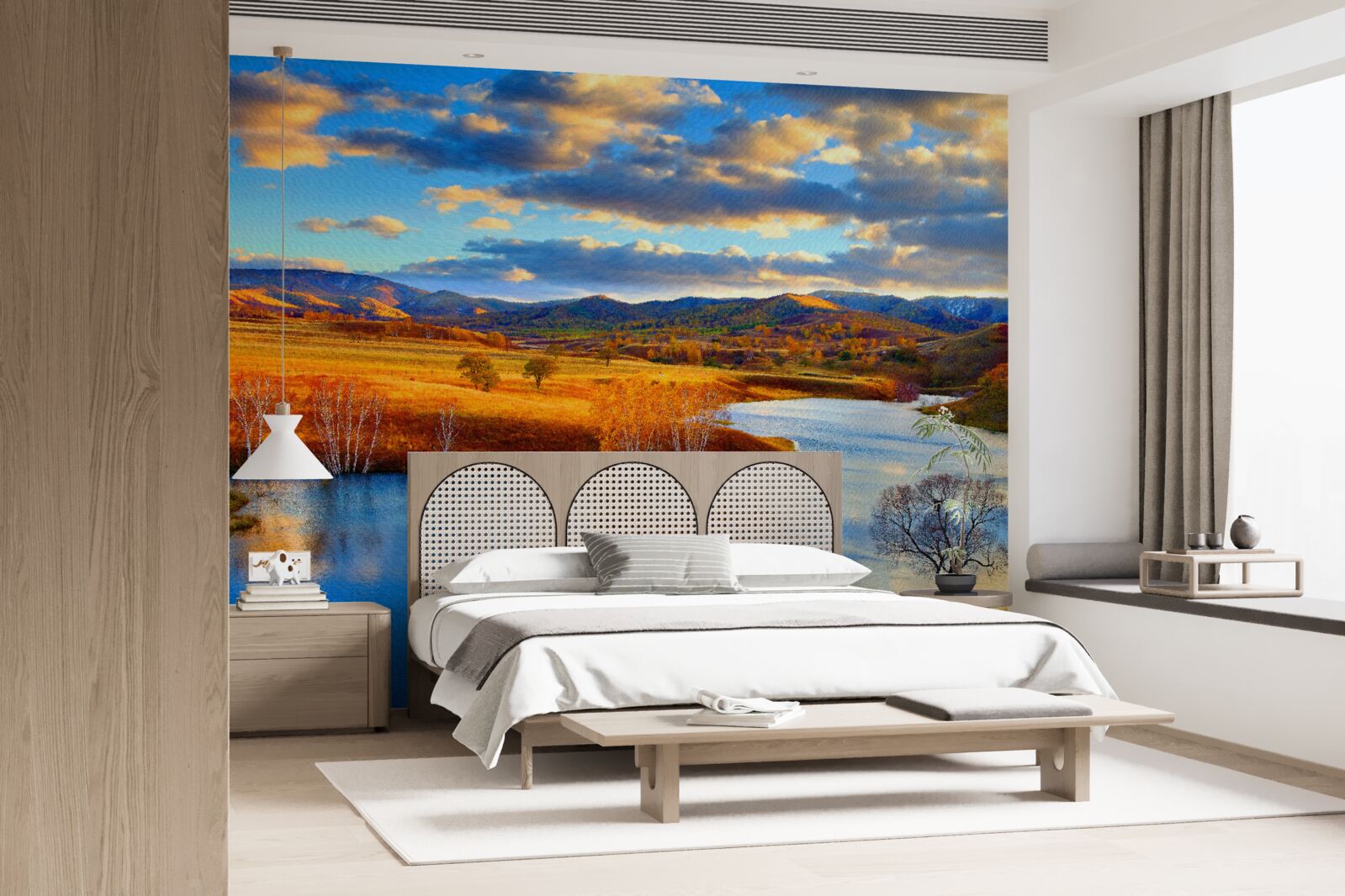 Fototapeta krajina s jazerom na jeseň