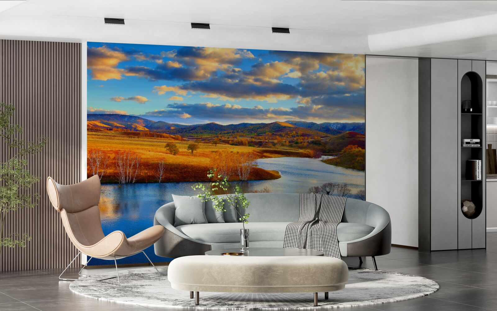 Fototapeta krajina s jazerom na jeseň