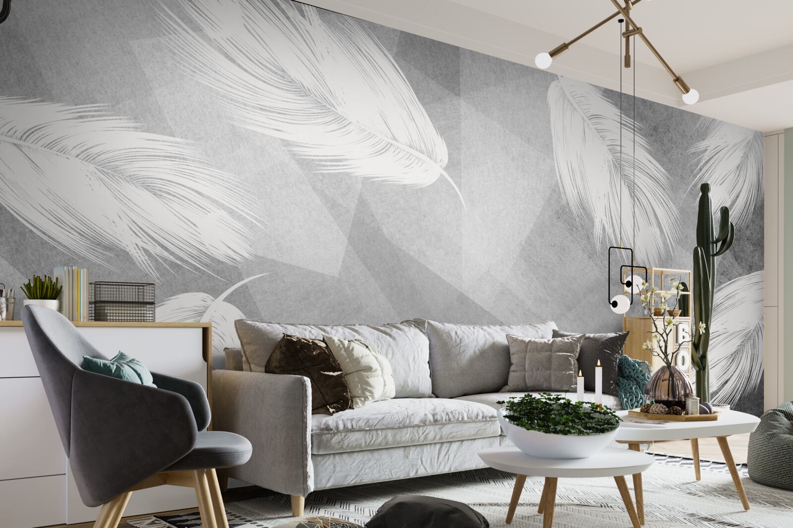 Fototapeta mäkké, snehovo biele páperie