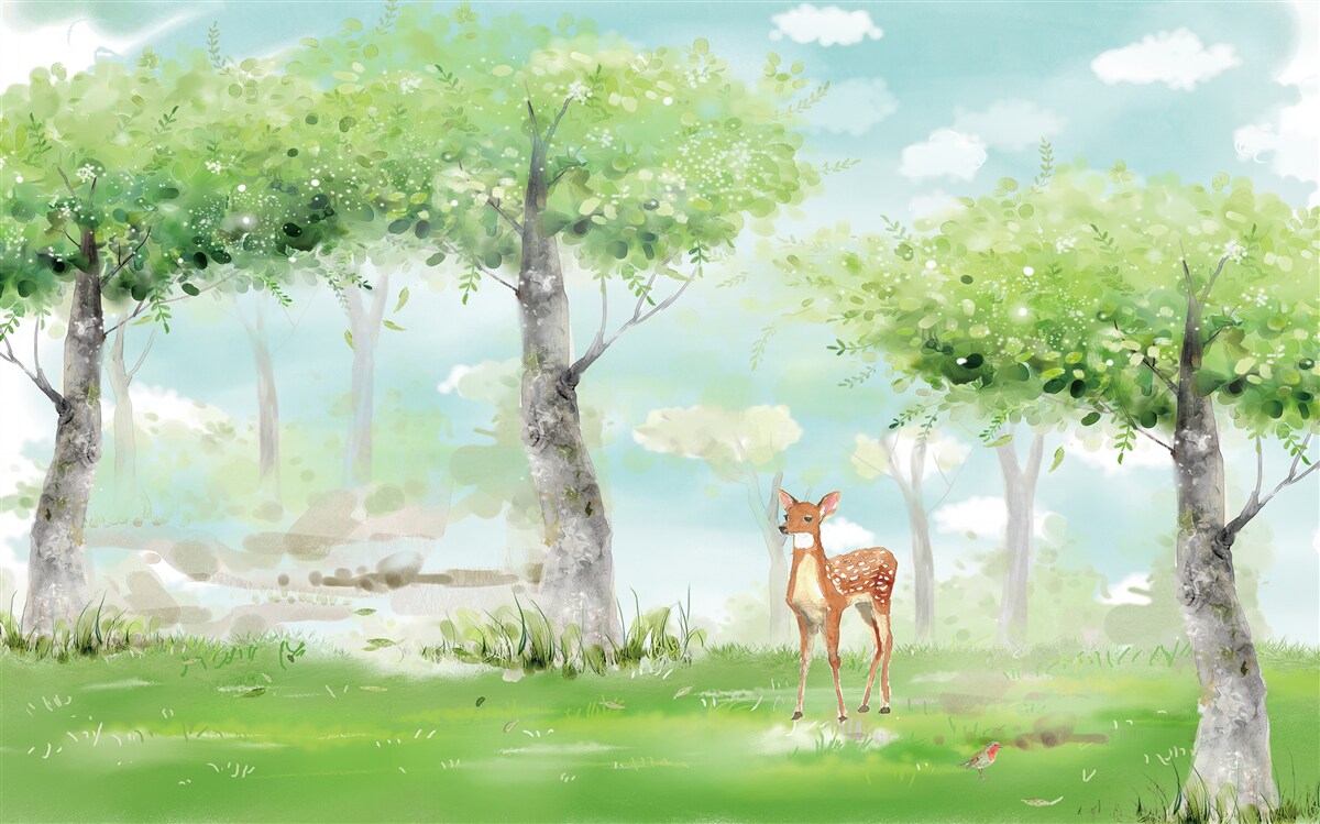 Fototapeta severná zver medzi pestrofarebným hájom