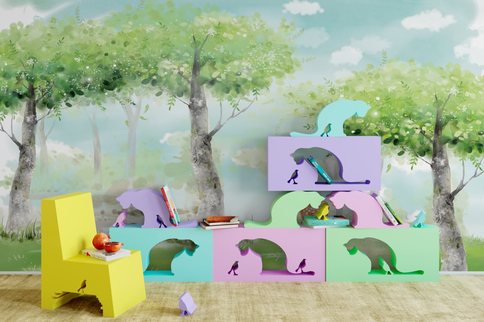 Fototapeta severná zver medzi pestrofarebným hájom