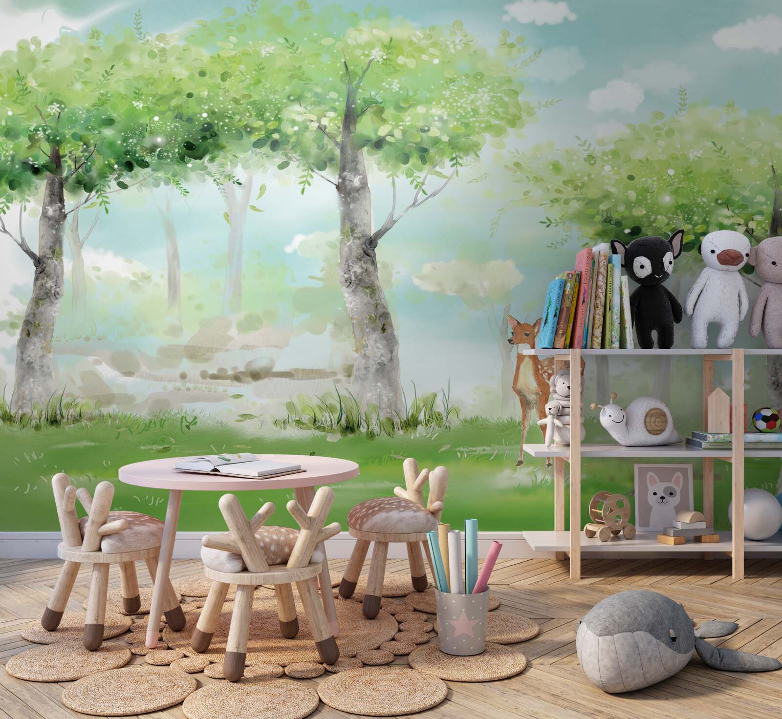 Fototapeta severná zver medzi pestrofarebným hájom