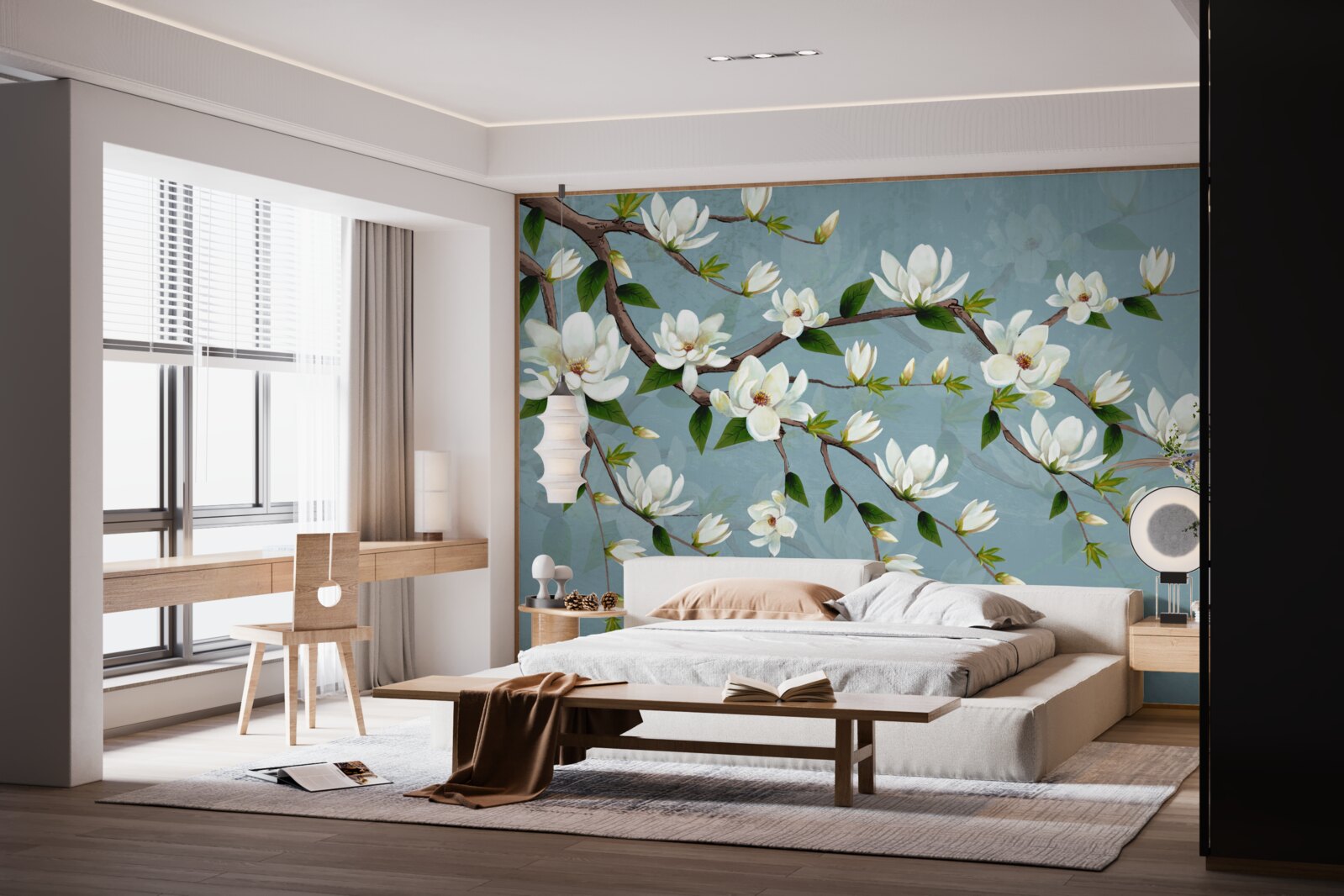 Fototapeta stvorenie s krídlami sa blíži k svetelným púčikom