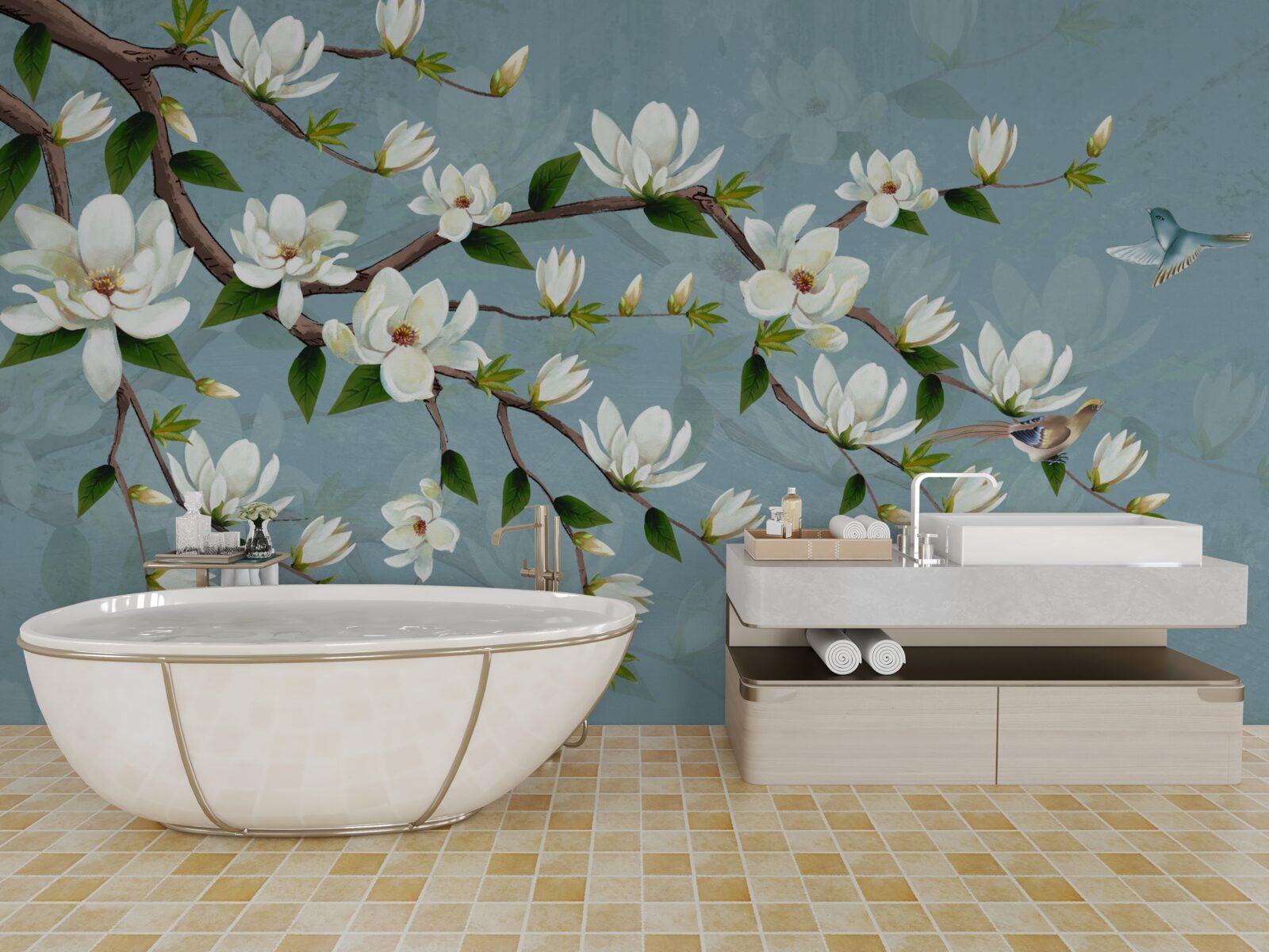 Fototapeta stvorenie s krídlami sa blíži k svetelným púčikom