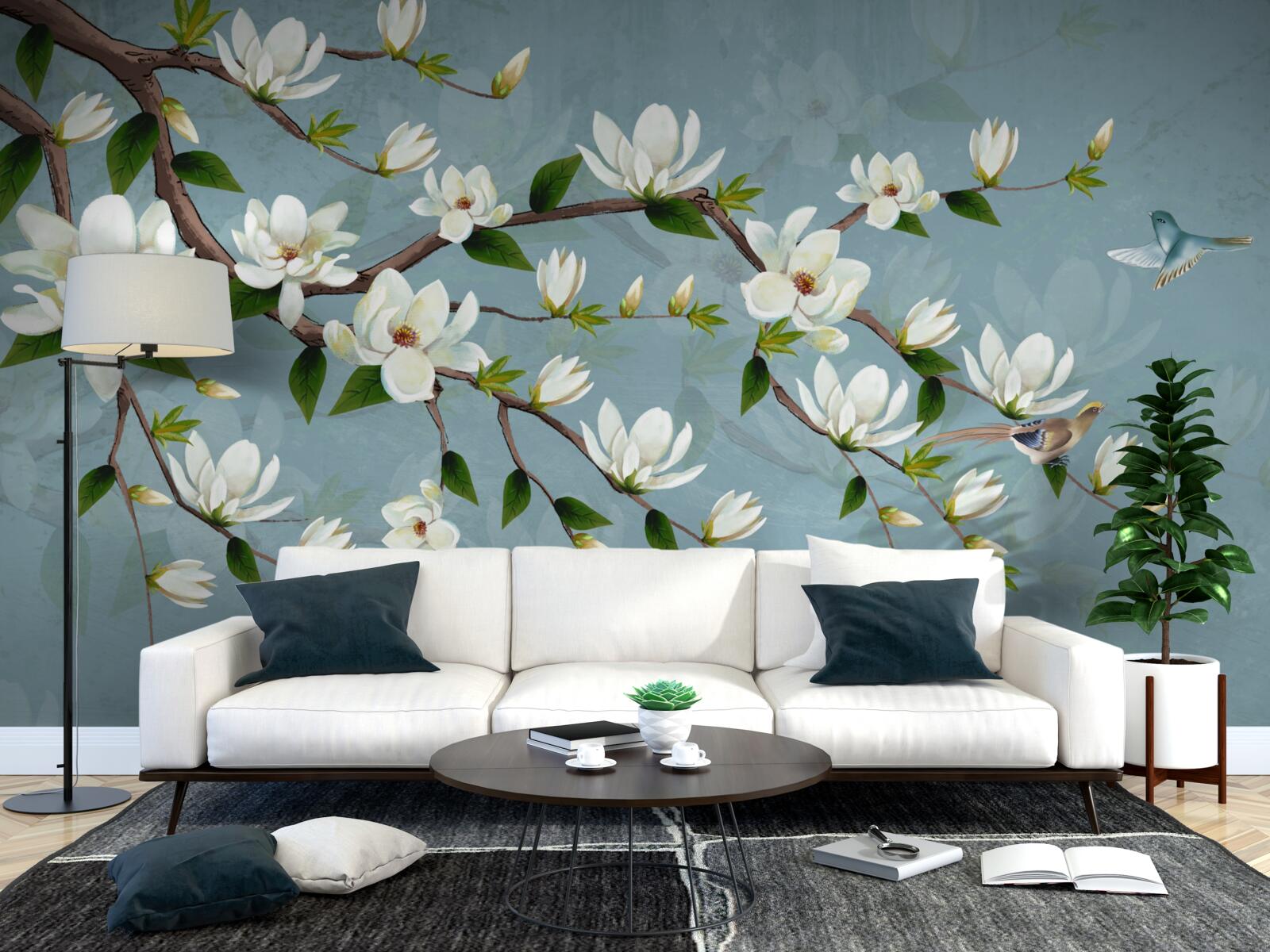 Fototapeta stvorenie s krídlami sa blíži k svetelným púčikom