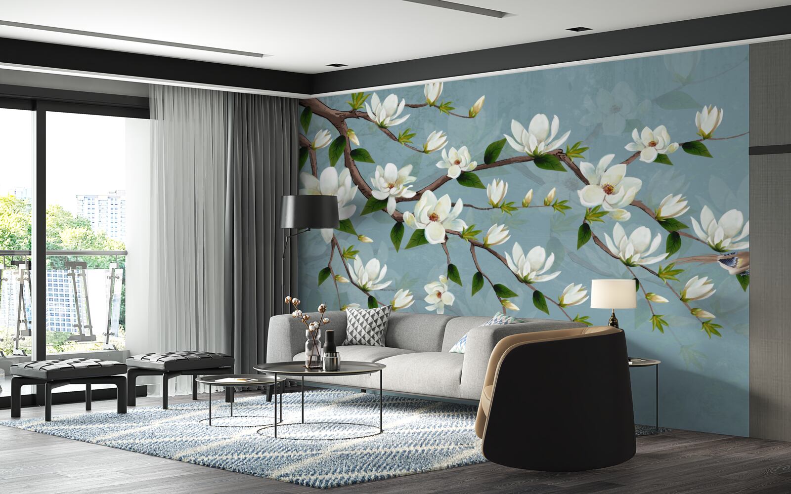 Fototapeta stvorenie s krídlami sa blíži k svetelným púčikom